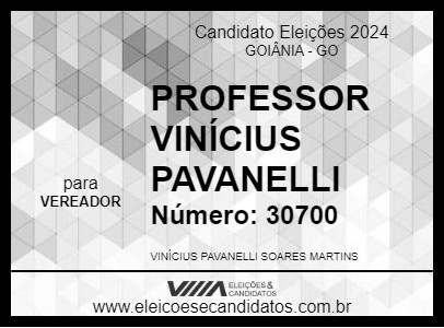 Candidato PROFESSOR VINÍCIUS PAVANELLI 2024 - GOIÂNIA - Eleições