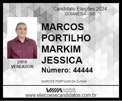 Candidato MARCOS PORTILHO MARKIM JESSICA 2024 - GOIANÉSIA - Eleições