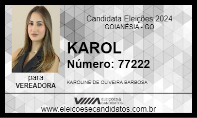 Candidato KAROL 2024 - GOIANÉSIA - Eleições