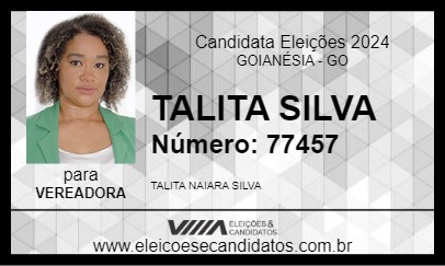 Candidato TALITA SILVA 2024 - GOIANÉSIA - Eleições