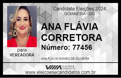 Candidato ANA FLÁVIA CORRETORA 2024 - GOIANÉSIA - Eleições