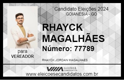 Candidato RHAYCK MAGALHÃES 2024 - GOIANÉSIA - Eleições