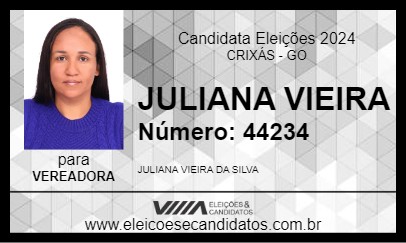 Candidato JULIANA VIEIRA 2024 - CRIXÁS - Eleições