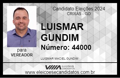 Candidato LUISMAR GUNDIM 2024 - CRIXÁS - Eleições