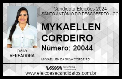 Candidato MYKAELLEN CORDEIRO 2024 - SANTO ANTÔNIO DO DESCOBERTO - Eleições