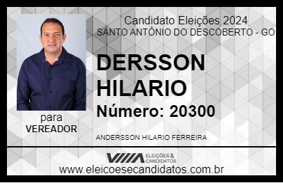 Candidato DERSSON HILARIO 2024 - SANTO ANTÔNIO DO DESCOBERTO - Eleições