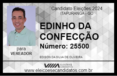 Candidato EDINHO DA CONFECÇÃO 2024 - ITAPURANGA - Eleições