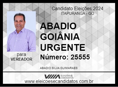 Candidato ABADIO GOIÂNIA URGENTE 2024 - ITAPURANGA - Eleições