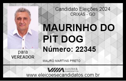 Candidato MAURINHO DO PIT DOG 2024 - CRIXÁS - Eleições