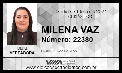 Candidato MILENA VAZ 2024 - CRIXÁS - Eleições