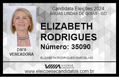 Candidato ELIZABETH RODRIGUES 2024 - ÁGUAS LINDAS DE GOIÁS - Eleições