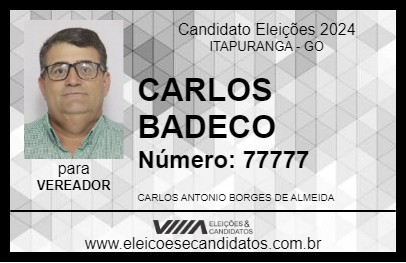 Candidato CARLOS BADECO 2024 - ITAPURANGA - Eleições