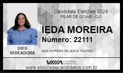 Candidato IEDA MOREIRA 2024 - PILAR DE GOIÁS - Eleições