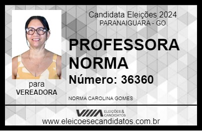 Candidato PROFESSORA NORMA 2024 - PARANAIGUARA - Eleições