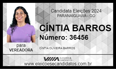 Candidato CÍNTIA BARROS 2024 - PARANAIGUARA - Eleições