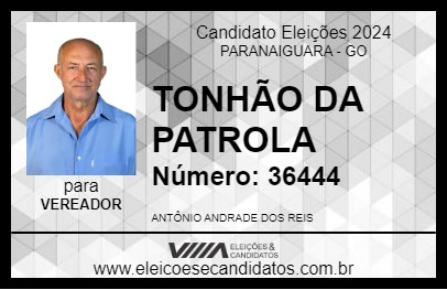 Candidato TONHÃO DA PATROLA 2024 - PARANAIGUARA - Eleições