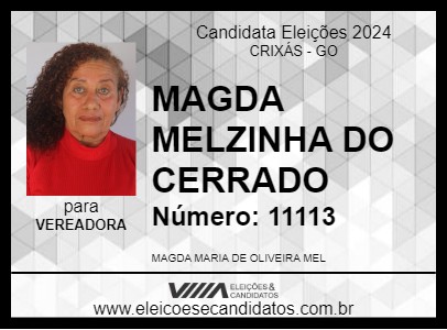 Candidato MAGDA MELZINHA DO CERRADO 2024 - CRIXÁS - Eleições