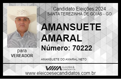 Candidato AMANSUETE AMARAL 2024 - SANTA TEREZINHA DE GOIÁS - Eleições