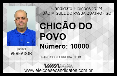 Candidato CHICÃO DO POVO 2024 - SÃO MIGUEL DO PASSA QUATRO - Eleições