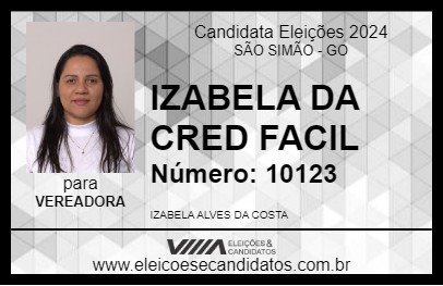 Candidato IZABELA DA CRED FACIL 2024 - SÃO SIMÃO - Eleições