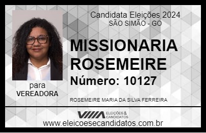 Candidato MISSIONARIA ROSEMEIRE 2024 - SÃO SIMÃO - Eleições