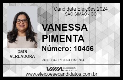 Candidato VANESSA PIMENTA 2024 - SÃO SIMÃO - Eleições