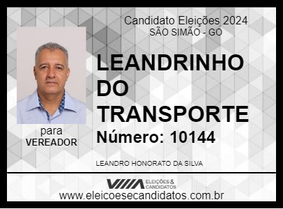 Candidato LEANDRINHO DO TRANSPORTE 2024 - SÃO SIMÃO - Eleições