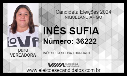 Candidato INÊS SUFIA 2024 - NIQUELÂNDIA - Eleições