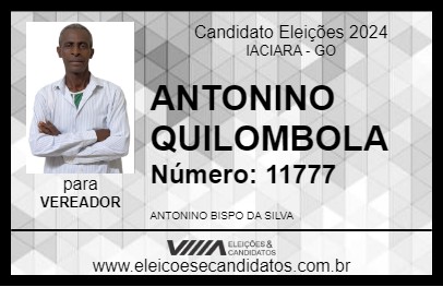 Candidato ANTONINO QUILOMBOLA 2024 - IACIARA - Eleições