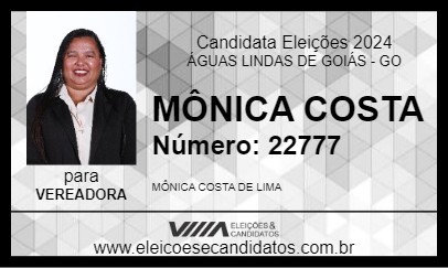 Candidato MÔNICA COSTA 2024 - ÁGUAS LINDAS DE GOIÁS - Eleições