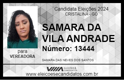 Candidato SAMARA DA VILA ANDRADE 2024 - CRISTALINA - Eleições