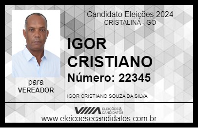 Candidato IGOR CRISTIANO 2024 - CRISTALINA - Eleições