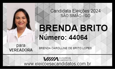 Candidato BRENDA BRITO 2024 - SÃO SIMÃO - Eleições