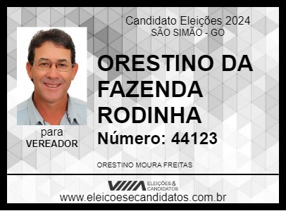 Candidato ORESTINO DA FAZENDA RONDINHA 2024 - SÃO SIMÃO - Eleições