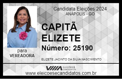 Candidato CAPITÃ ELIZETE 2024 - ANÁPOLIS - Eleições