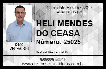 Candidato HELI MENDES DO CEASA 2024 - ANÁPOLIS - Eleições