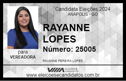 Candidato RAYANNE LOPES 2024 - ANÁPOLIS - Eleições