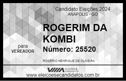 Candidato ROGERIM DA KOMBI 2024 - ANÁPOLIS - Eleições