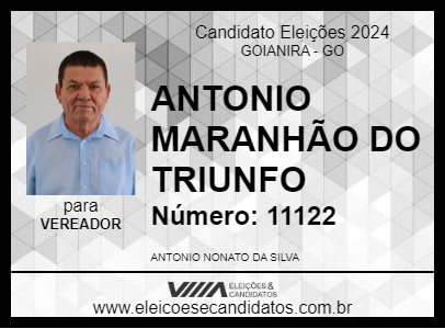 Candidato ANTONIO MARANHÃO DO TRIUNFO 2024 - GOIANIRA - Eleições