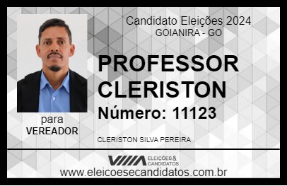 Candidato PROFESSOR CLERISTON 2024 - GOIANIRA - Eleições