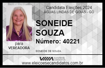 Candidato SONEIDE SOUZA 2024 - ÁGUAS LINDAS DE GOIÁS - Eleições