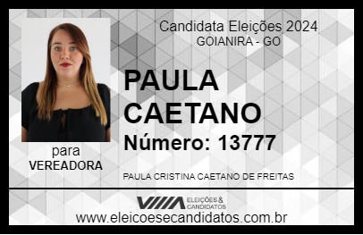 Candidato PAULA CAETANO 2024 - GOIANIRA - Eleições