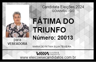 Candidato FÁTIMA DO TRIUNFO 2024 - GOIANIRA - Eleições