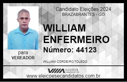 Candidato WILLIAM ENFERMEIRO 2024 - BRAZABRANTES - Eleições