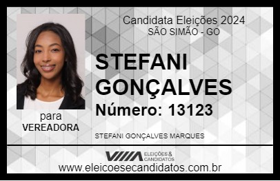 Candidato STEFANI GONÇALVES 2024 - SÃO SIMÃO - Eleições