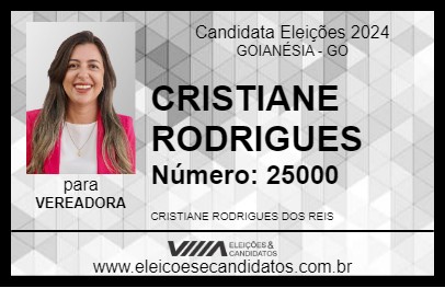 Candidato CRISTIANE RODRIGUES 2024 - GOIANÉSIA - Eleições