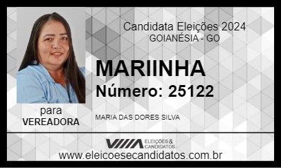 Candidato MARIINHA 2024 - GOIANÉSIA - Eleições