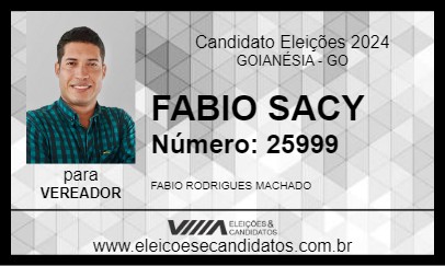 Candidato FABIO SACY 2024 - GOIANÉSIA - Eleições