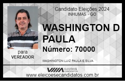 Candidato WASHINGTON D PAULA 2024 - INHUMAS - Eleições