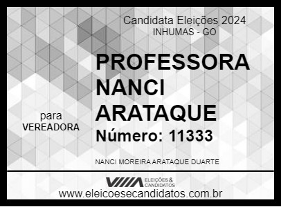 Candidato PROFESSORA NANCI ARATAQUE 2024 - INHUMAS - Eleições